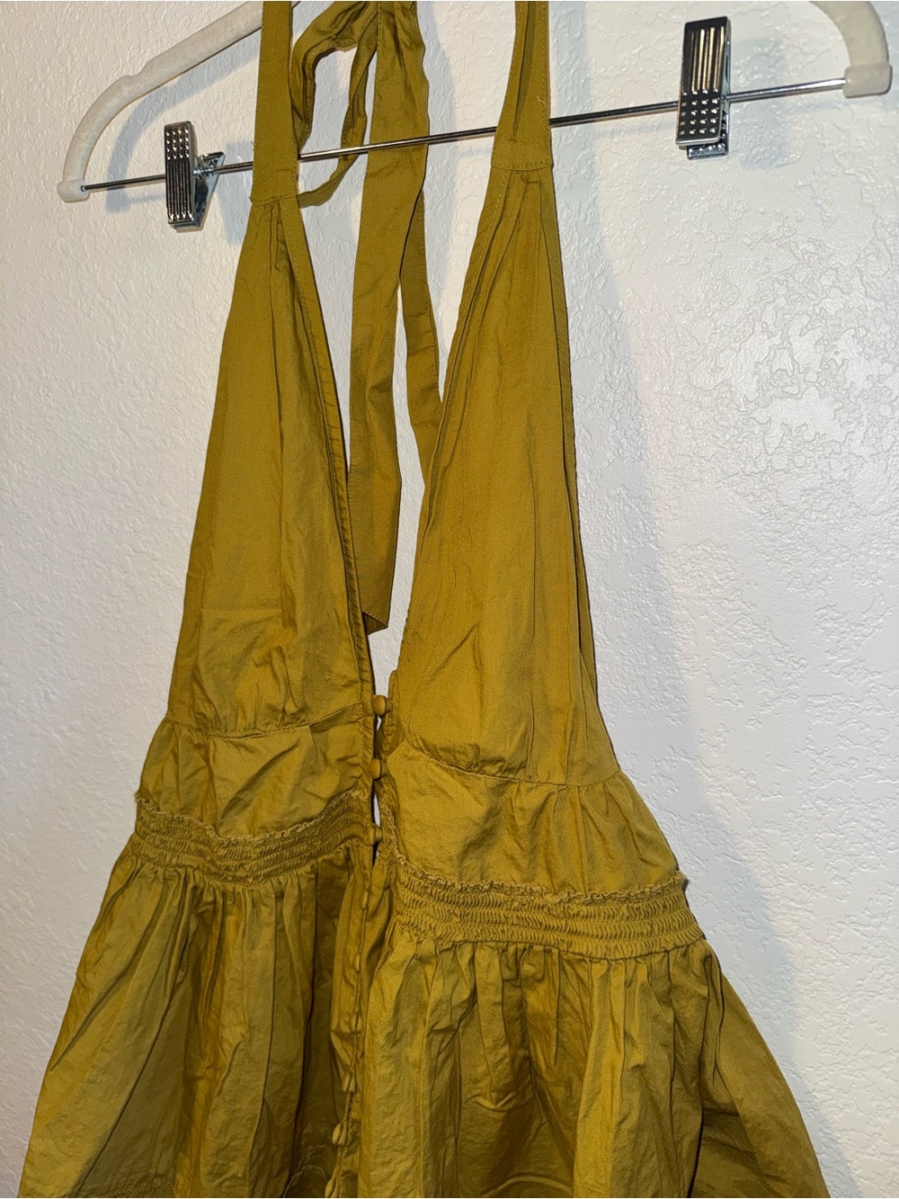 Free People Green Sail Away Button Front Halter Tunic Top Summer Size Small - Picture 3 of 6